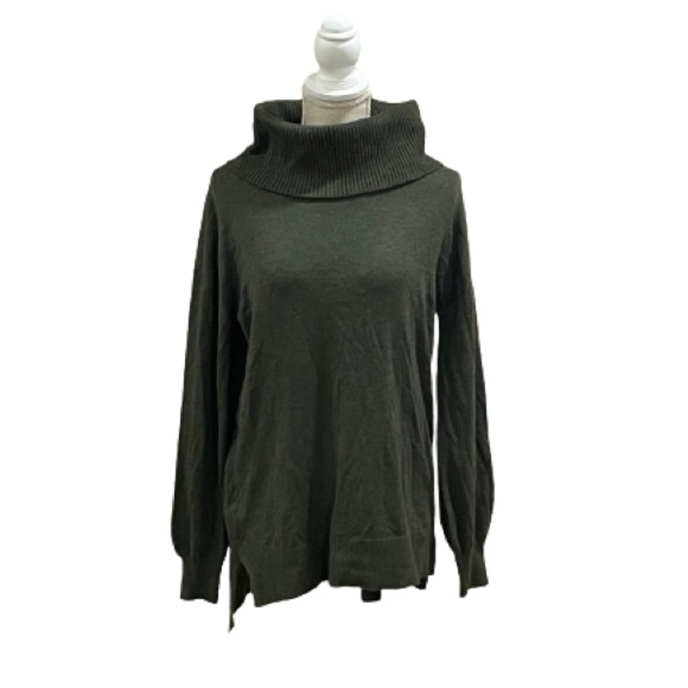 NWT LOFT Dark Green Sweater with Huge Turtle Neck / Cowl Neck Size Medium